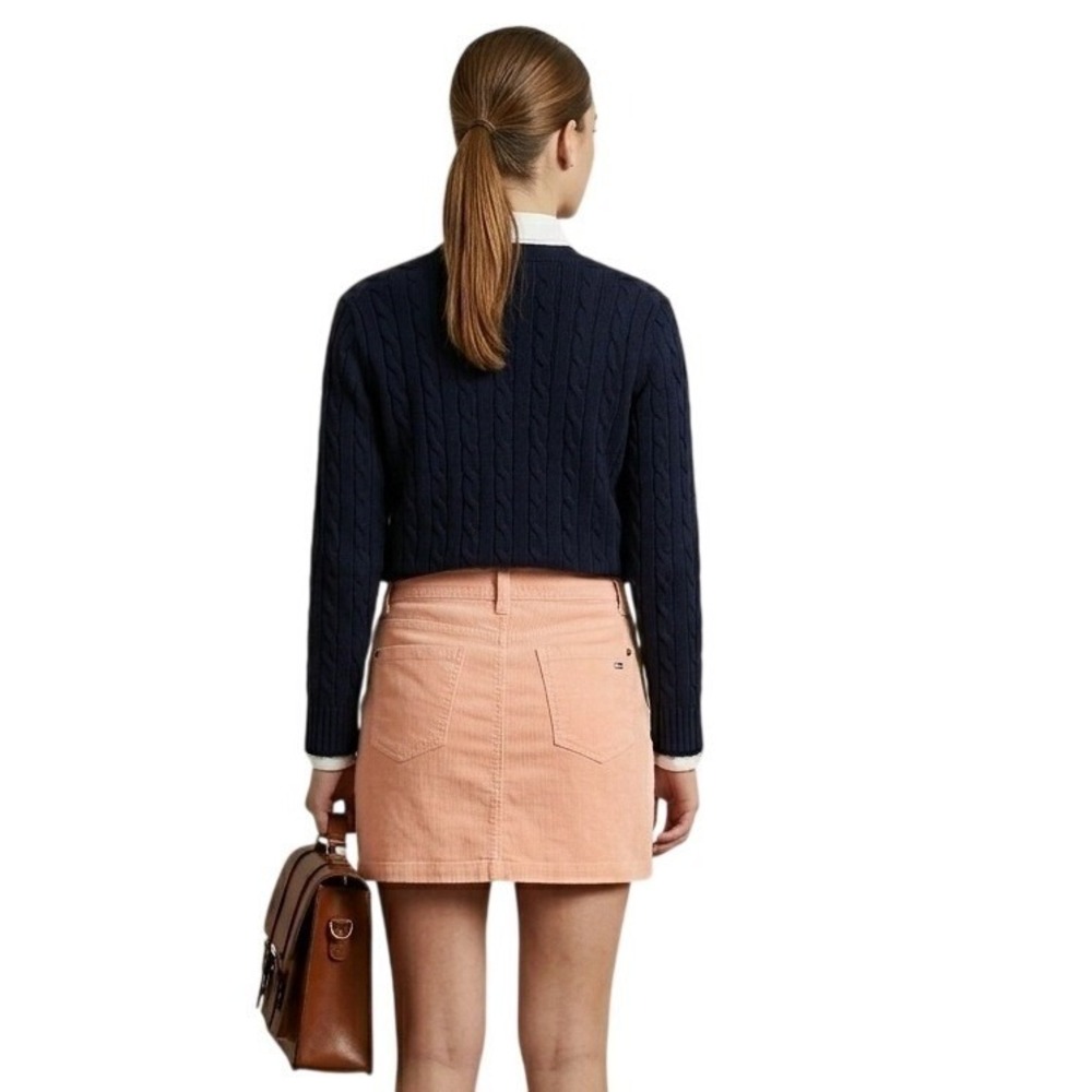 TOMMY HILFIGER Peach Mini Skirt Y2K Womens Size 10 Pastel Preppy - Picture 5 of 9